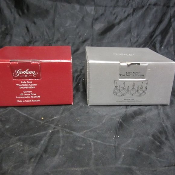 VINTAGE 99 GORHAM LEAD CRYSTAL LADY ANNE WINE BOTTLE COASTER, MADE IN CZECH REPU - Picture 3 of 8